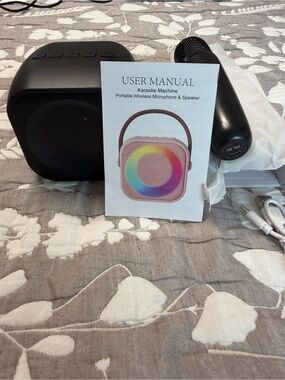 Portable Black Wireless Karaoke Speaker with Microphone